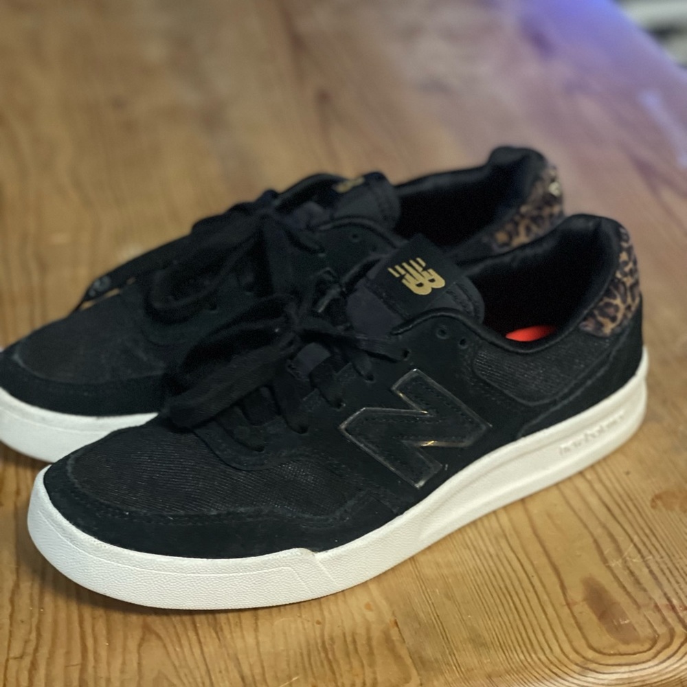 New Balance Black and Animal Print Sneakers